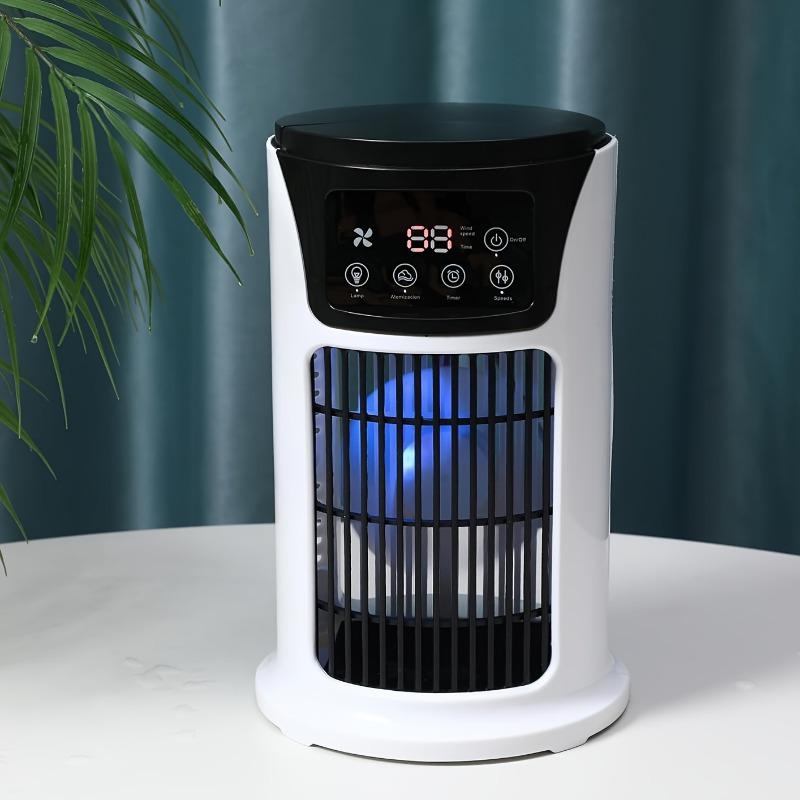 Tragbare Klimaanlage Luftbefeuchter Kühler, USB-Ventilator mit Atmosphärenlicht Kühler Klimaanlage, 6 Geschwindigkeiten einstellbar, 3 in 1 Funktion