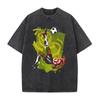 Anime Football Printed T-shirt Vintage Washed Oversized T Shirt Summer Short Sleeve Pure Cotton Tees Tops Clothing