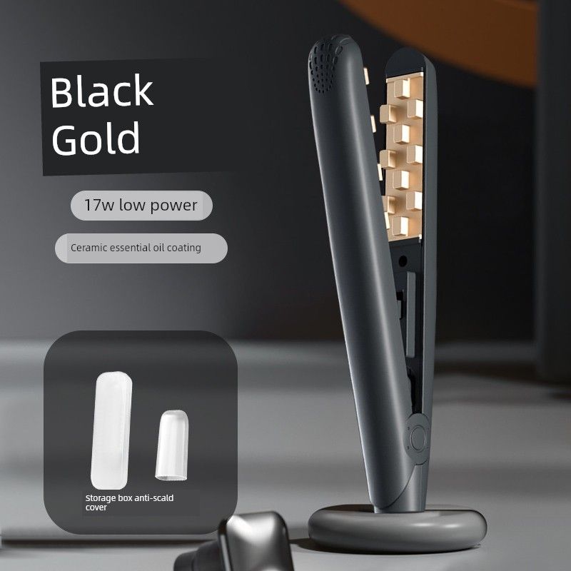 

Corn Curling Iron for Men, Mini Styling Tool for Fluffy Hair, Women s Hair Root Volumizing Tool, Corn Wave Curling Wand Black Gold [Heat Shield + Storage Box]