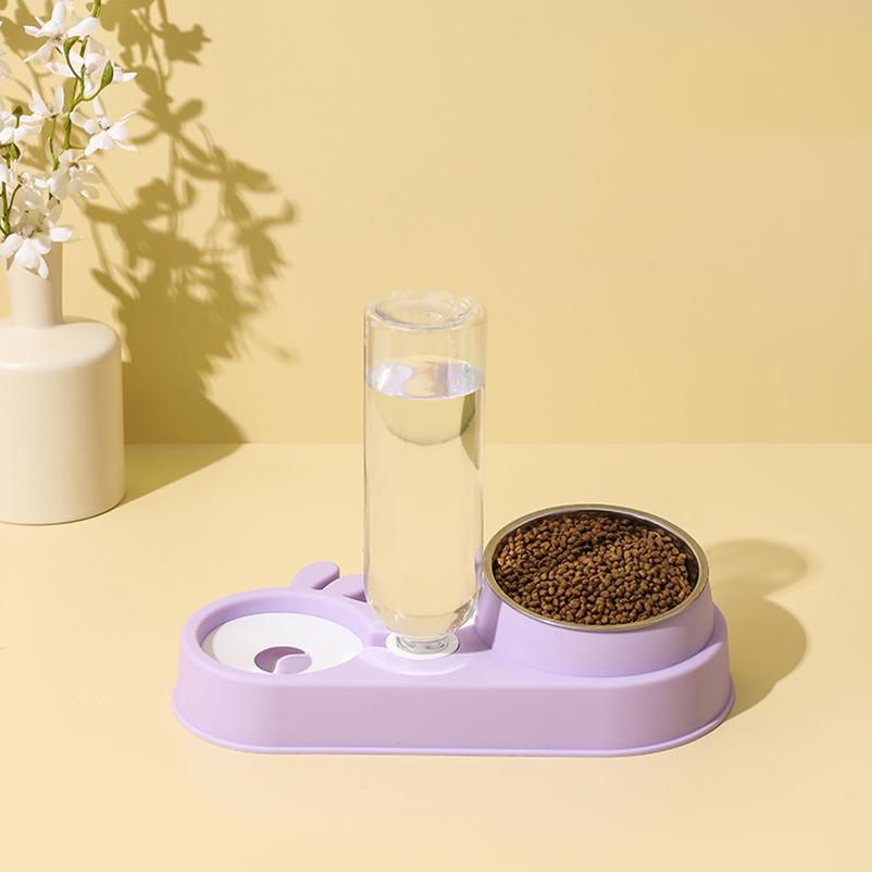 Futternapf für Katzen, automatisch, 2-in-1, Futternapf für Hunde und Katzen mit Trinkbrunnen, Einzelnapf, Trinknapf mit erhöhtem Ständer, Futternäpfe für Katzen