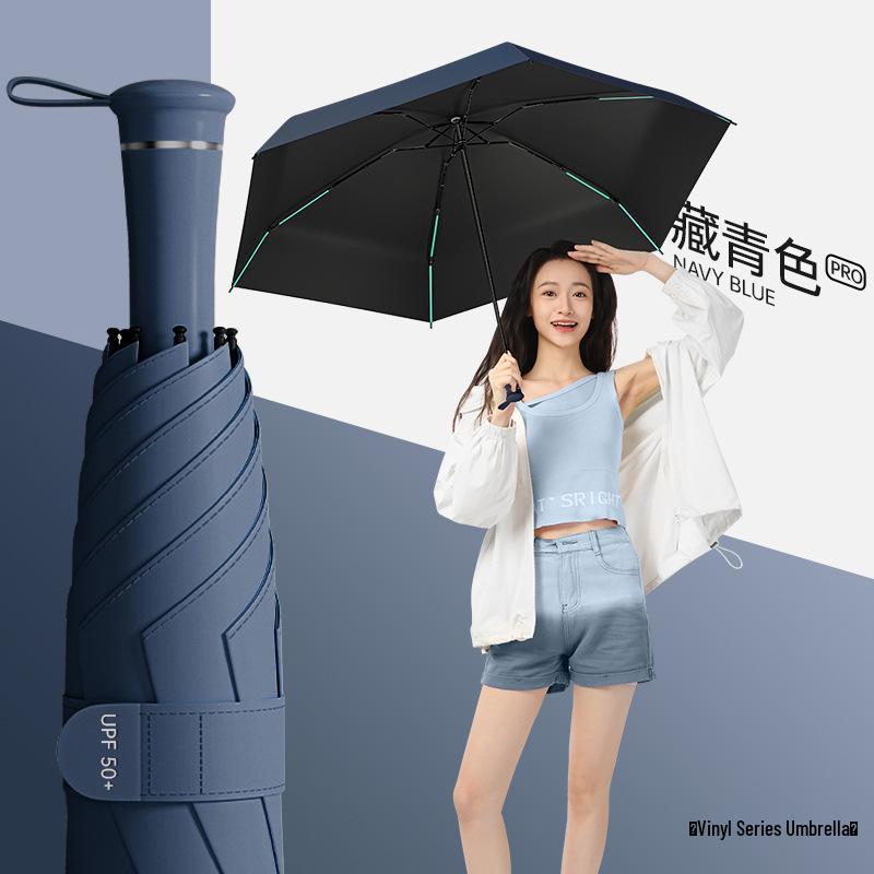 

Black Dual-Use Retractable Handle Umbrella: Sun and Rain Protection 6k