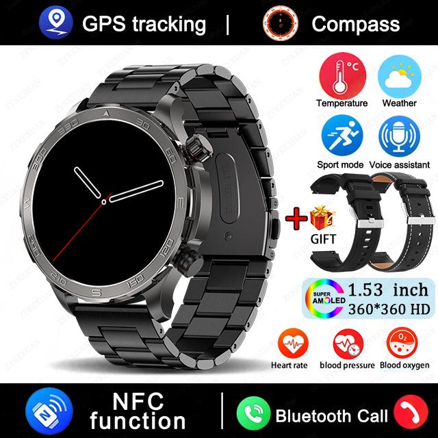 2025 New Bluetooth Call Smart Watch Men For Huawei AMOLED HD Large Screen Heart Rate NFC IP68 Waterproof GPS Sports Smart Watch