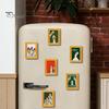 Decorative Refrigerator Magnets 1/5/6Pcs Drinking Animal Cat Magnet Vintage Wooden Frame with Fridge Home Kitchen Office Decoration Lover Gift