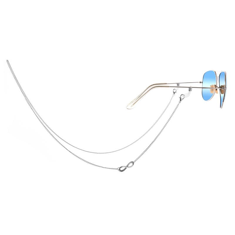 

Универсальная трендовая цепочка, противоскользящая цепочка для очков, номер 8, длинная цепочка для глаз, ремешок, цепочка для очков, аксессуары для очков серебряный