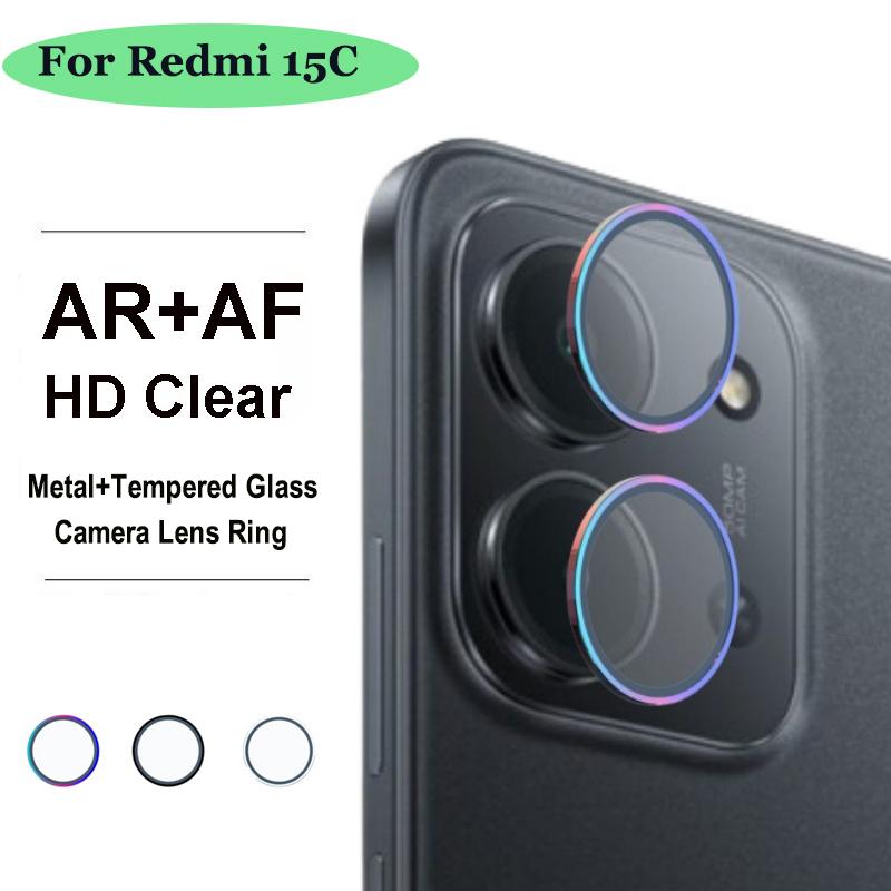 2KS pro Redmi 15C 15 4G/ 5G Barevný kroužek+ Tvrzené sklo Kroužek chrániče objektivu fotoaparátu Ochranné tvrzené sklo fotoaparátu HD Čirá fólie