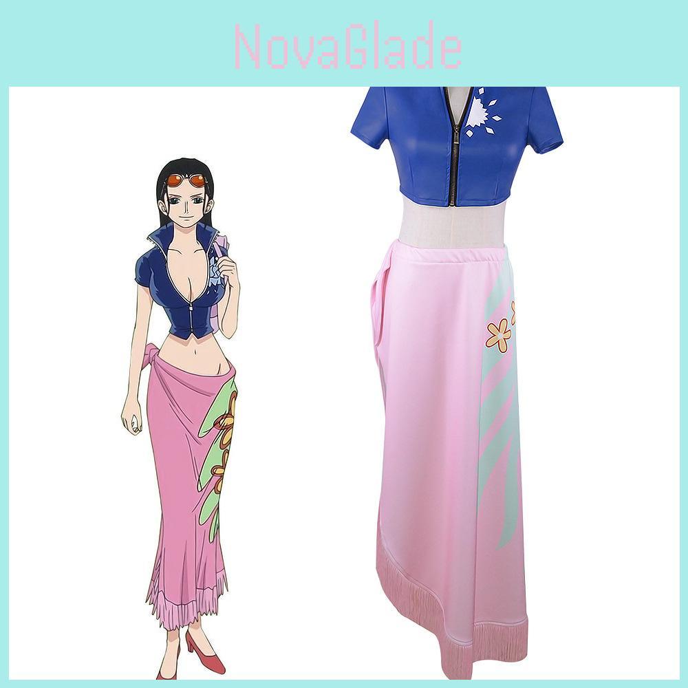 One Piece Nico Robin Skirt Anime Cosplay Costume Halloween Tops Decorated Perfect For Comic Exhibitions And Party Events.