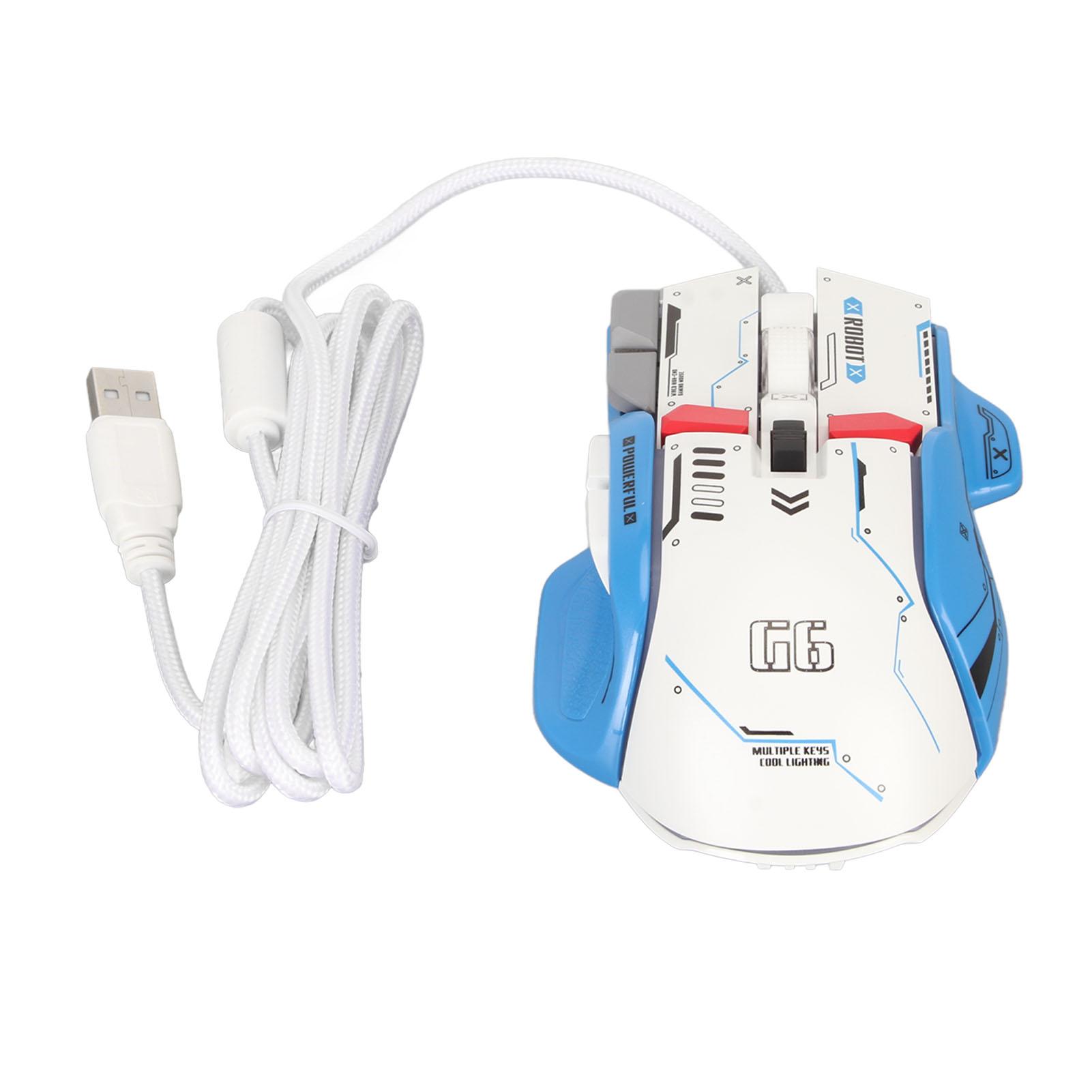 

Проводная игровая мышь 10 кнопок, программирование макросов, 13 режимов подсветки RGB, 6 скоростей, 12800 точек/дюйм, проводная RGB белый