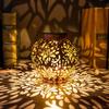 Outdoor Garden Landscape Decoration Solar Lights LED Metal Waterproof Round Lantern Lights Hanging Hollow Projection Lights