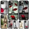 Red Umbrella Eiffel Tower Phone Case For iPhone 17 Air 16 15 14 13 12 Pro Max Plus Max Cover Shell Coque