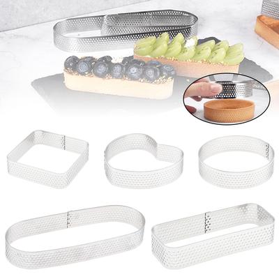 304 Edelstahl 5 Stück Verdickte Perforierte Backwerkzeuge Hochtemperaturbeständig Mousse Kuchen Kreis Set Antihaftbeschichtet