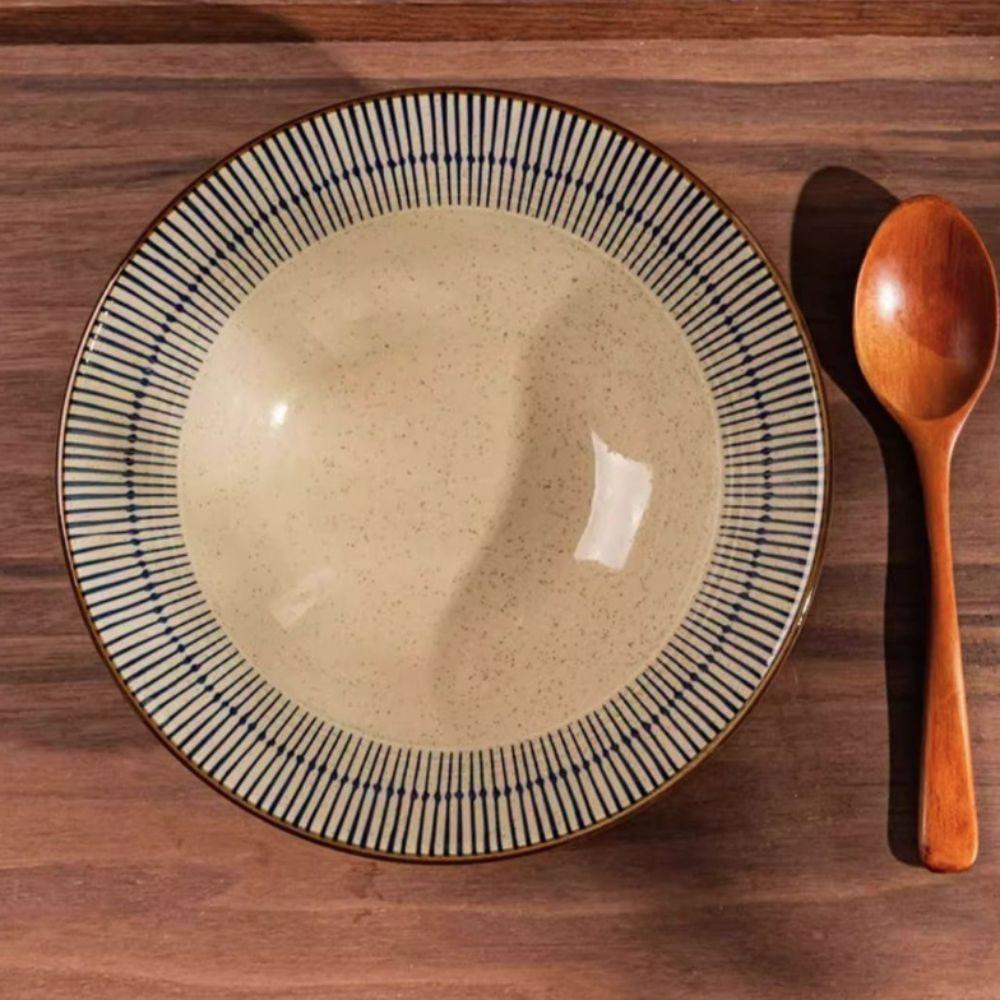 Under Glaze Color Japanese Style Noodles Bowls Striped Pattern Rice Bowl Household Salad Bowl Home