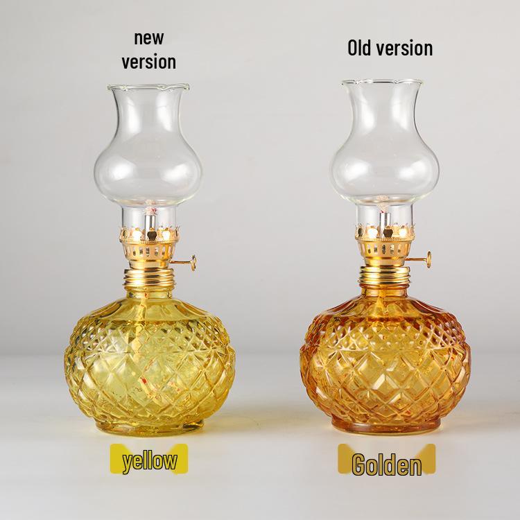 Colorful Glass Ghee Lamp for Buddha, Windproof Kerosene Oil Lamp, Dimmable and Everlasting, Perfect for Worship.