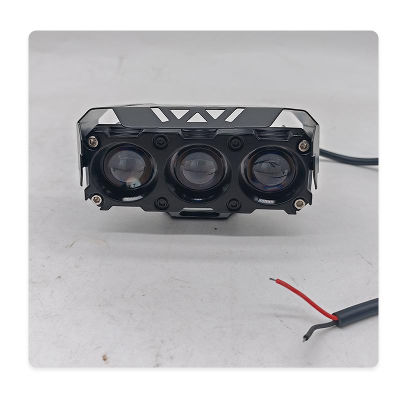 Motorcycle LED 3 Lens Spotlight ATV Scooter Auxiliary Fog Lamp Hi/Low Beam Running Light Driving Universal Headlight 12V 24V