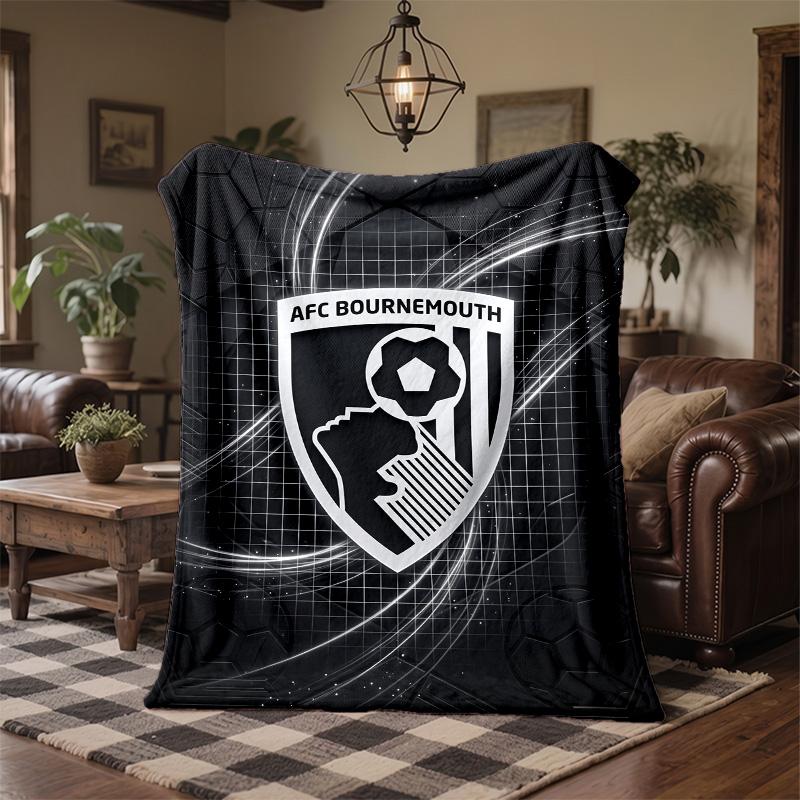 Bournemouth Football Print Flannel Blanket Soft Warm Sofa Bed Throw Blanket For Home Office Bedroom