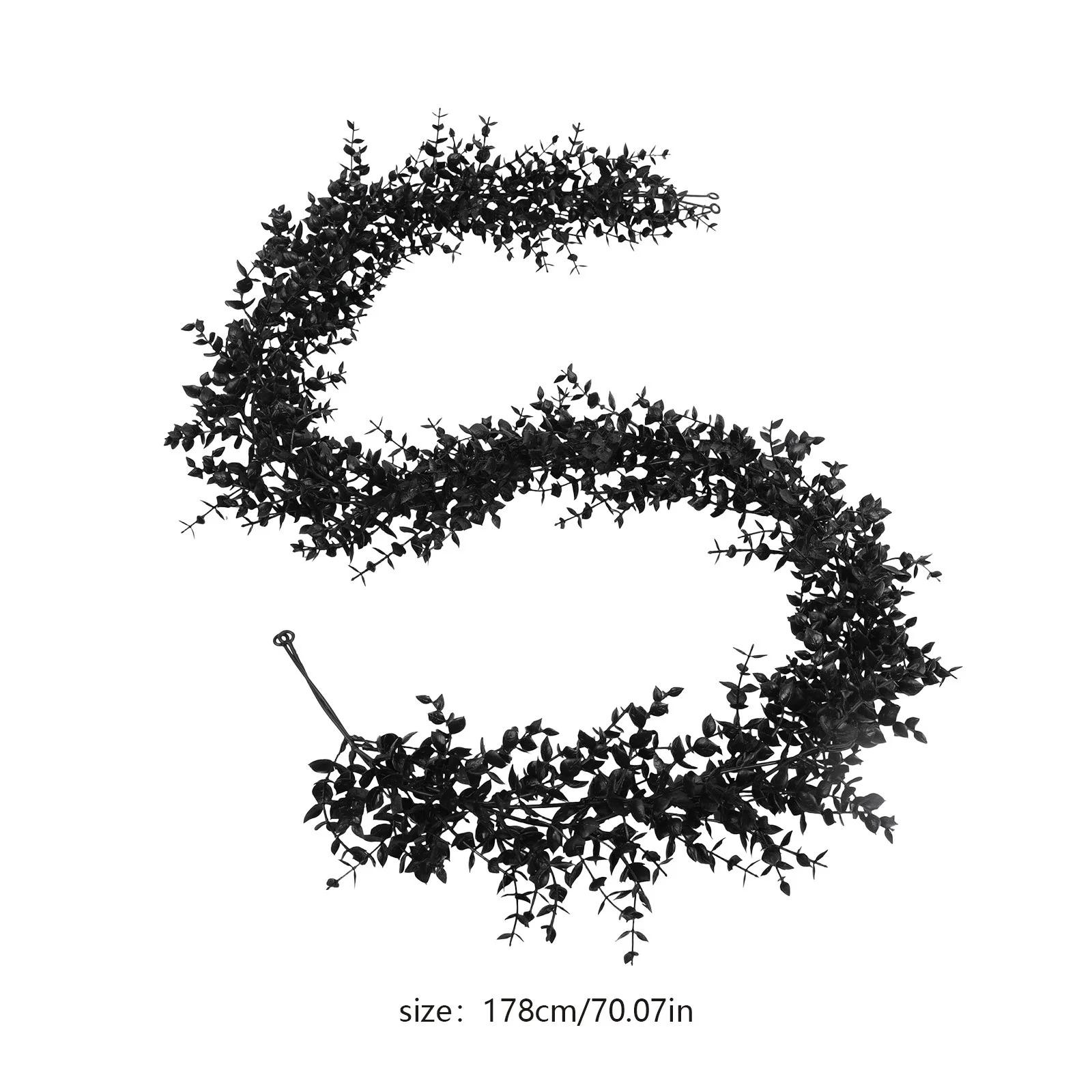 

70In Halloween Black Garland Artificial Garland Faux Leaf Vine Halloween Hanging Leaves Vines For Home Garden Halloween Decor One Size