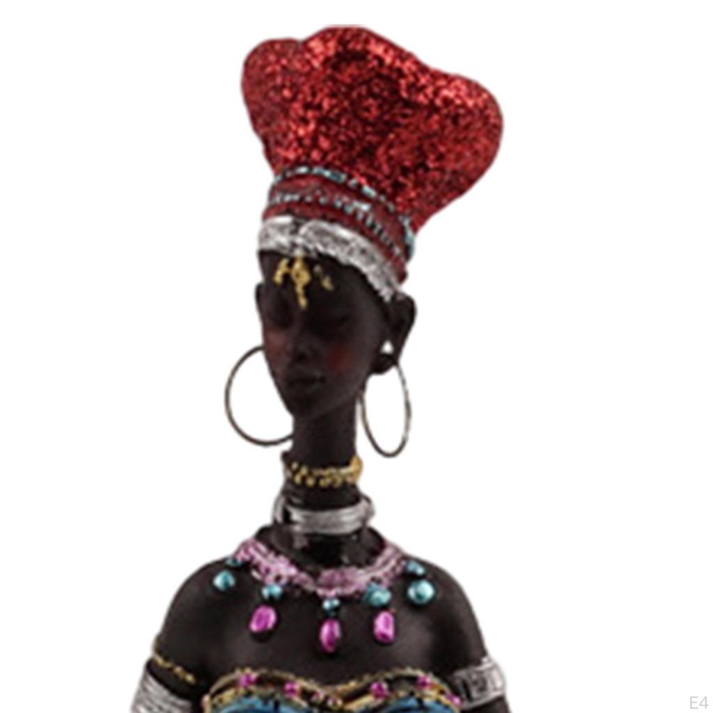 African Lady Statue, Tabletop Sculpture, Lightweight Woman Figurine, for