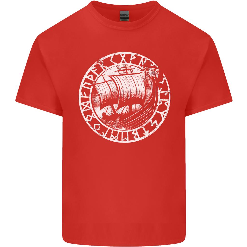 Viking Ship With Norse Text White Print Unisexs Light Cotton TShirt