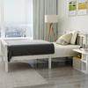Double Bed Natural Color Flat with Headboard Ergonomic Design Strong Wooden Load Bearing Wood Slat Support Home Furniture Platform