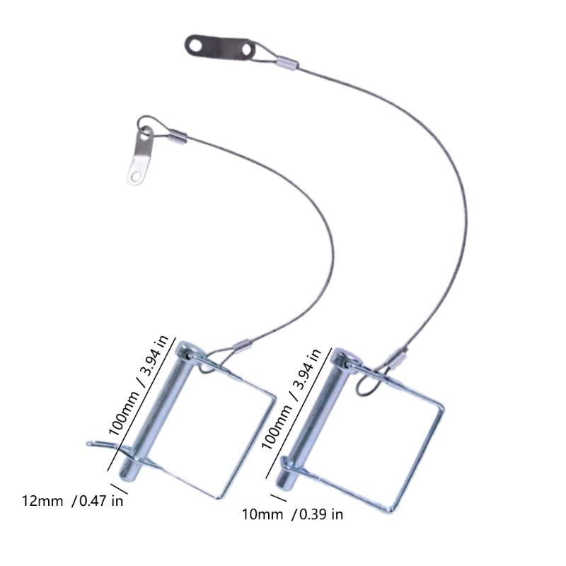 Trailer Retaining Pin Set with Spring Clip Lock and Wire Lanyards, 3 Piece Metal Hardware for Travel Towing Use