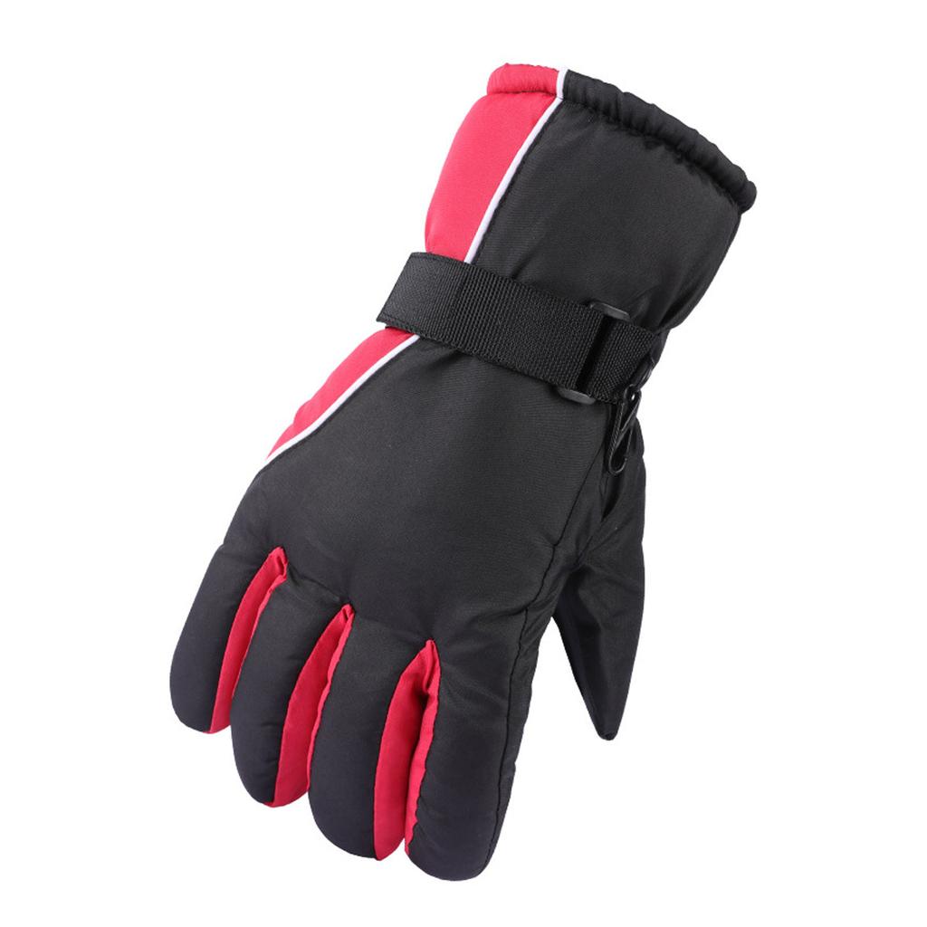 Winter Ski Gloves Windproof Waterproofing Plush Lining Warm Motorcycle Gloves for Skiing Cycling Hiking Climbing Red