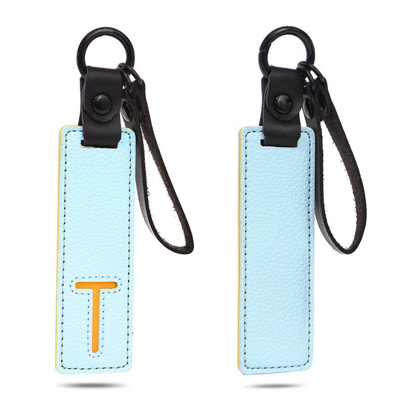 Fashion 26 Letters Key Chain Pu Leather Alphabet Letter Keyring Car Key Accessories Business Key Holder Women Bag Pendant Decor
