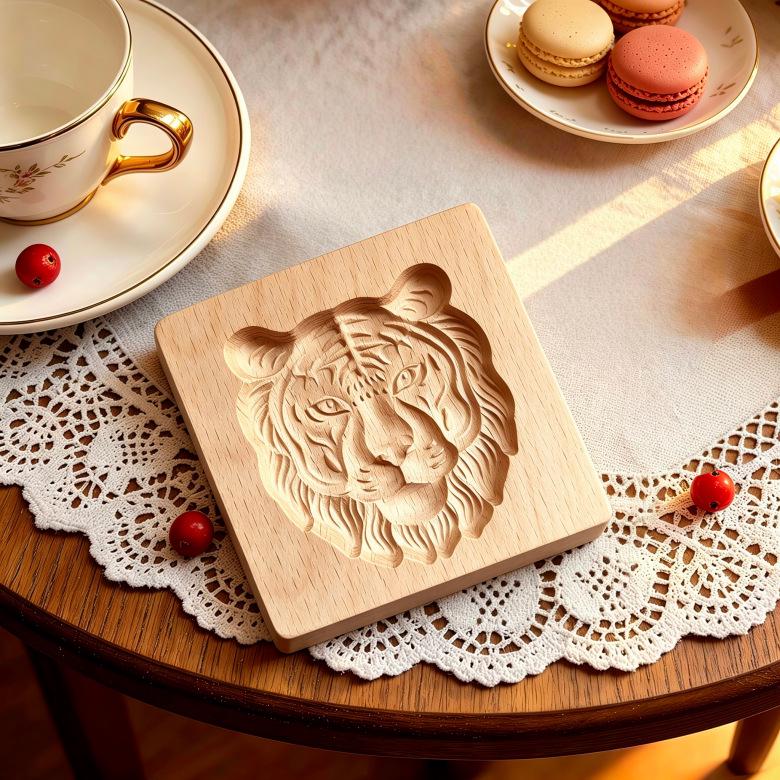 Wooden Gingerbread and Shortbread Cookie Mold Cutter