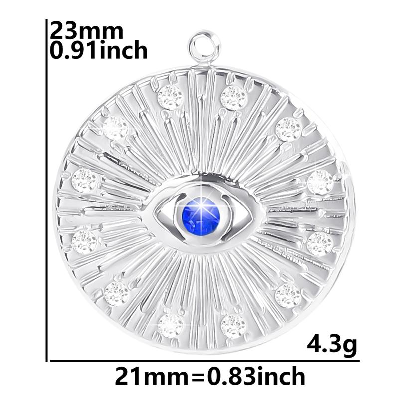 6pcs Evil Blue Eye Charm Dark Blue Heart Moon Eyes Pendant Rhinestone Stainless Steel Charm For Jewelry Making Necklace Keychain