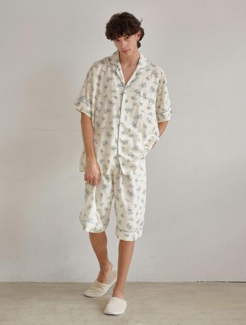 [LUNALUZ STUDIO] Men's Lavien Modal Short-Sleeve Collar Two-Piece Pajama Set [Shipped from Korea] 100% Authentic