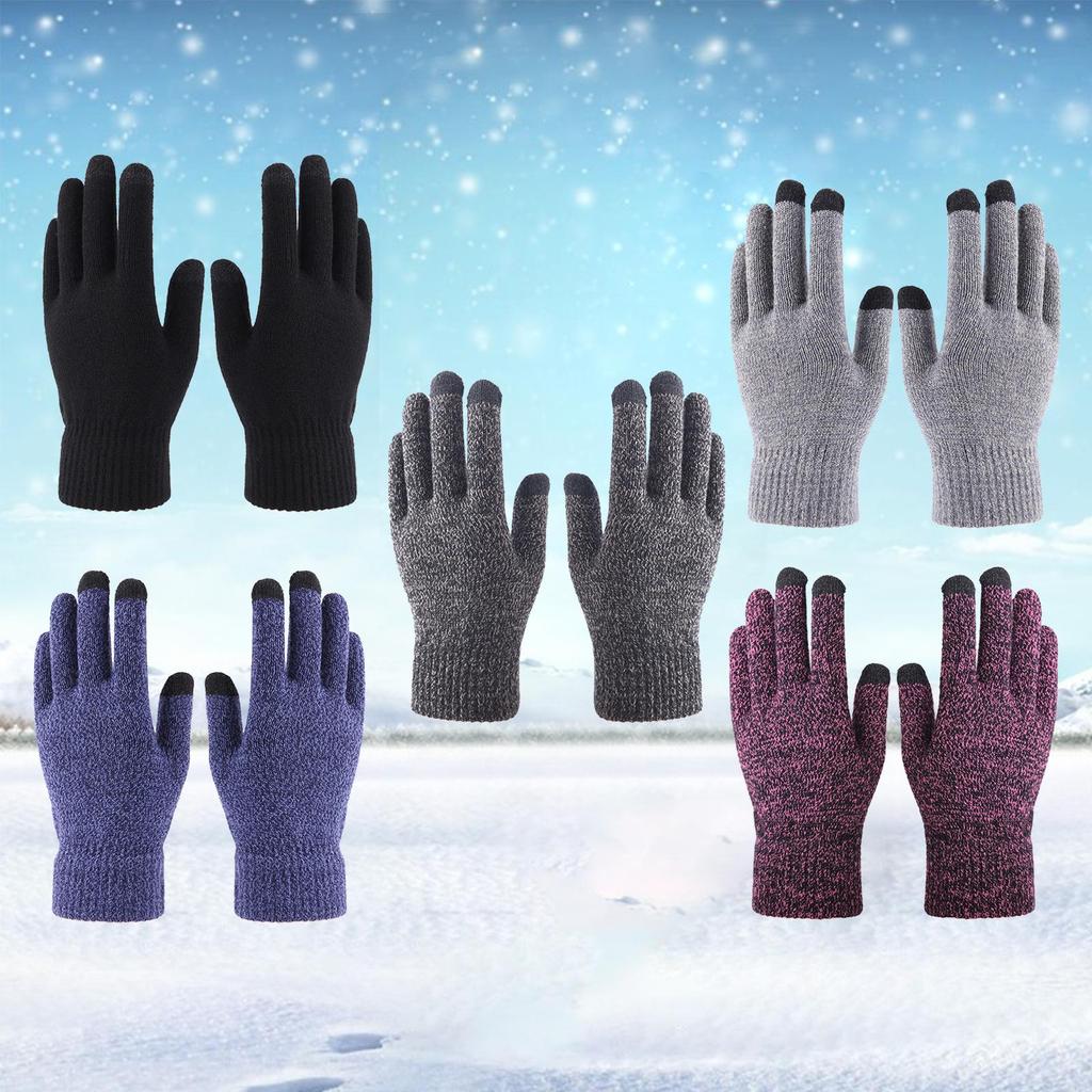 Soft Winter Gloves Knit Lining Touch Screen Mobile Phone Unisex Full Finger Mitten Thick Warm Windproof for Outdoor Sports