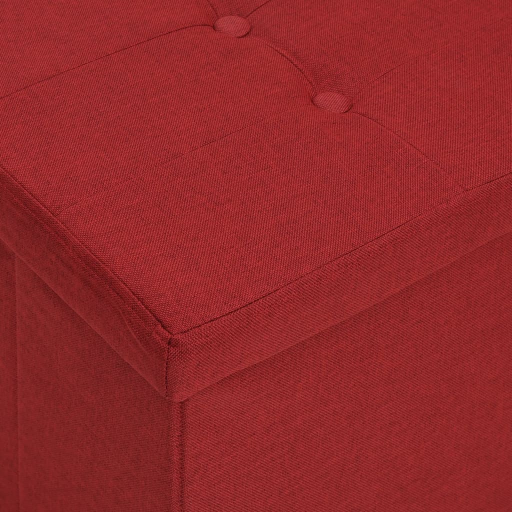 Foldable Storage Bench with Storage Space Burgundy Linen Look