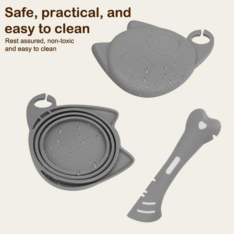 Multifunctional Pet Canned Spoon Can Opener Puppy Feeding Mixing Wet Dry Scoop Reusable Sealing Cover Food Storage Accessory