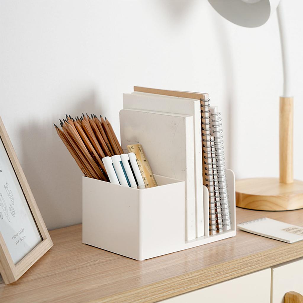 Bookends Pen Holder Desk Storage Box Delicate Office Supplies Desk Organizers for Desk Pen Book