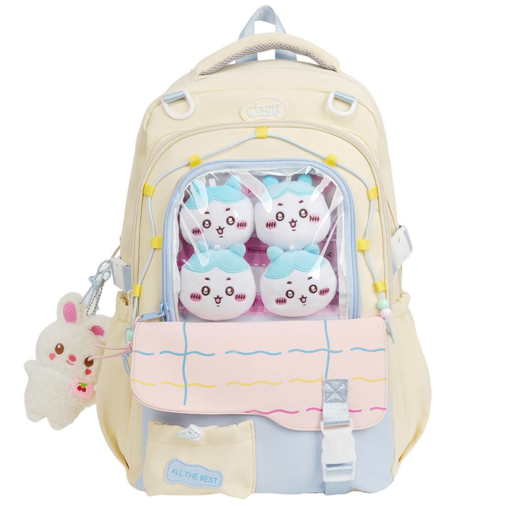 High-value Schoolbag Girls' Junior High School Student Cute Japanese Bar Pain Bag Large-capacity Backpack Student Transparent Backpack
