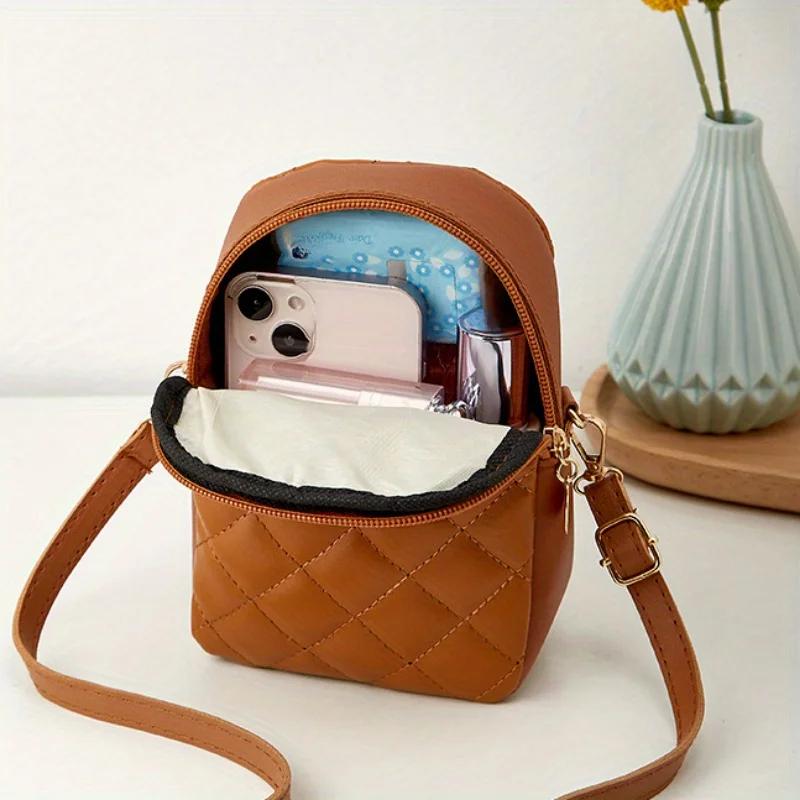 Chic Embroidered Quilted Crossbody Phone Bag For Women Versatile Shoulder Purse With Detachable Belt Premium Durable