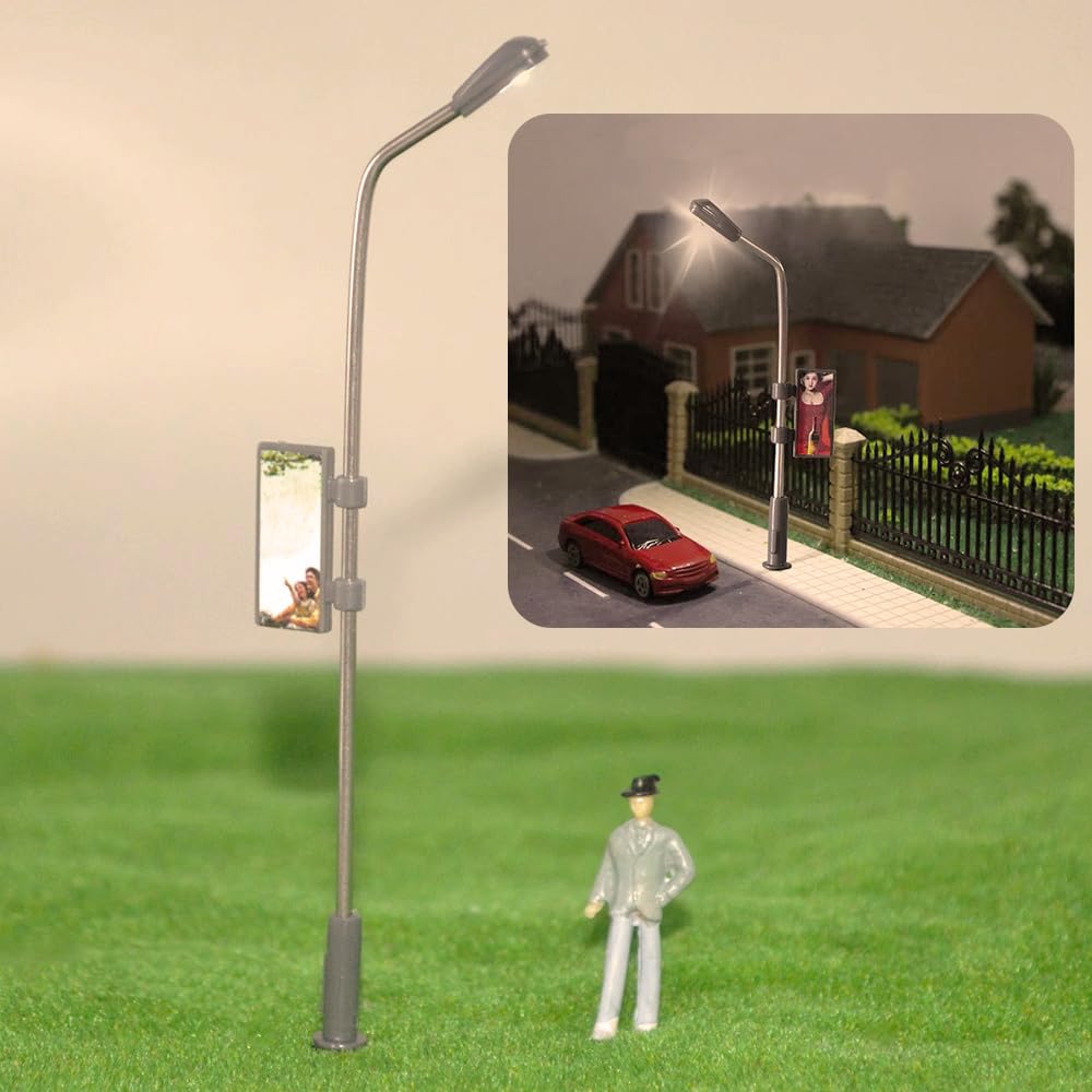 Set of 10 Model Street Warm LED Road Diorama Scenery DIY Hobby Development Lights, 150-1150 Scale, 80mm, Light, Lights, Collection, Railway,