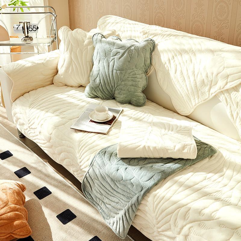 New Thickened Warm Sofa Cushion Winter Short Plush Cushion Cover Sofa Cover Simple Non-slip Full Cover