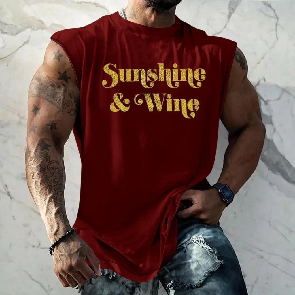 Top fără mâneci pentru bărbați Textură vintage Croială largă Respirabil Vară Sport Stradă Casual Uzură zilnică Tricou pentru mușchi