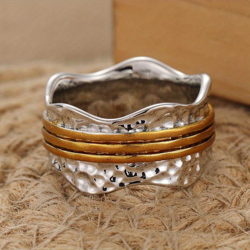 Hammered Spinner Ring, Spinner Ring for Women, Hammered Wave Ring, Hammered Wide Band Ring, Gift for Her