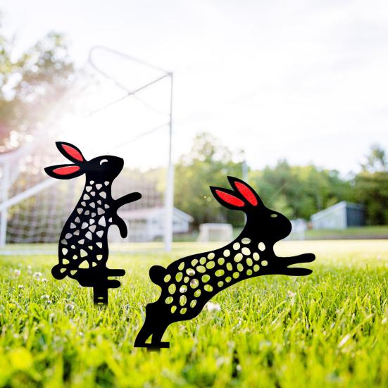 Paletto da Giardino Forma Coniglio Nero Realistico Acrilico Decorativo da Giardino per Cortile