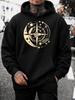 Men's Hoodie, Halloween, Celestial Compass Moon Stars Design, Pullover Sweatshirt, Streetwear Gothic Style, Autumn Winter Outdoor Wear, Front Pocket D