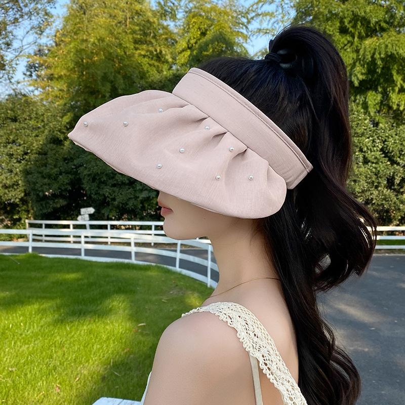 Advanced Sunshade Empty Top Hat Women's Summer Sweet Versatile Outdoor Travel Sunscreen Hat Showing Face Small Headband Hat