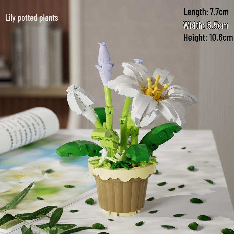 Secret Garden Flower Building Blocks: Rose & Carnation Potted Plant Toy - Perfect for Children's Play and Teacher's Day Gifts