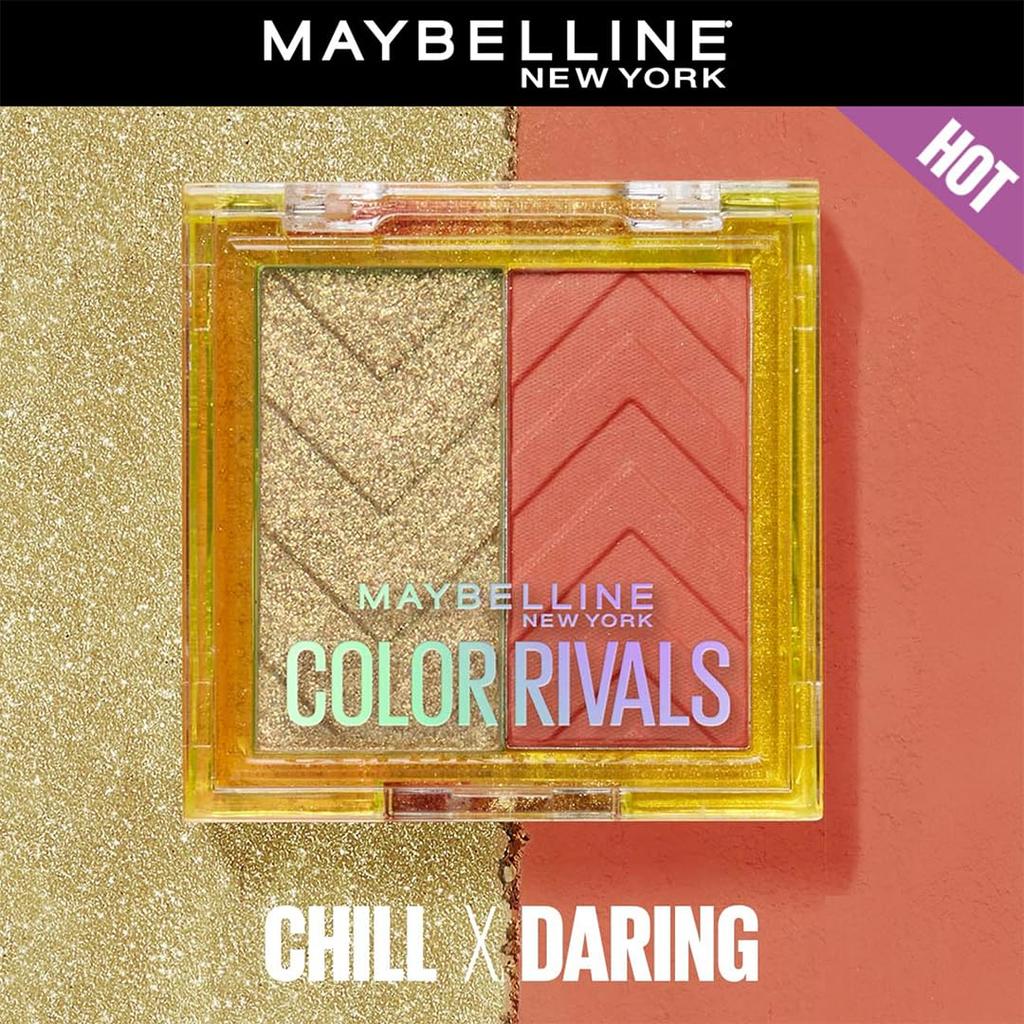 Maybelline New York Color Rivals Pigmentierte Lidschattenpalette 3g Langanhaltend Wasserdicht Matt Schimmer Chill x Daring