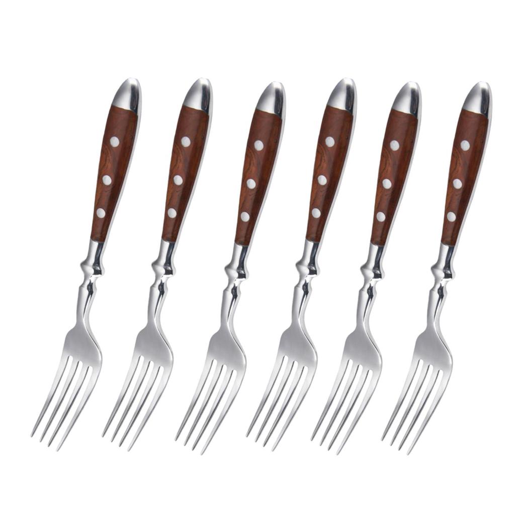 6-teiliges Edelstahl-Griff-Küchenmesser-Set Geeignet für Heimküche und Esszimmer Inklusive Steakmesser, Gabeln und Löffel