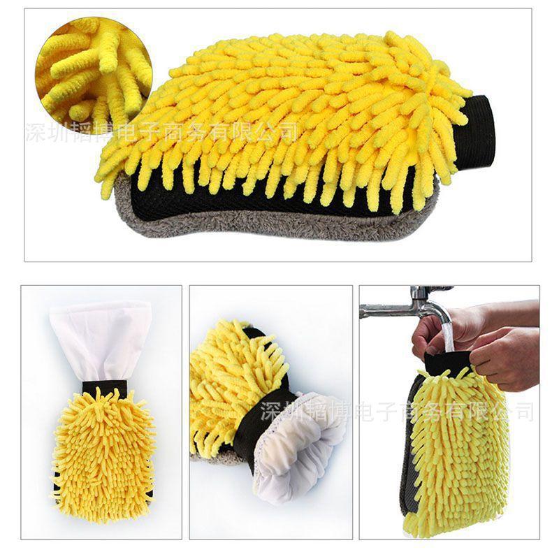 Biltvättvante Chenille Korallvante Mjuk Repfri för Biltvätt Multifunktionell Tjock Rengöringsvante Bilvax Detaljeringsborste