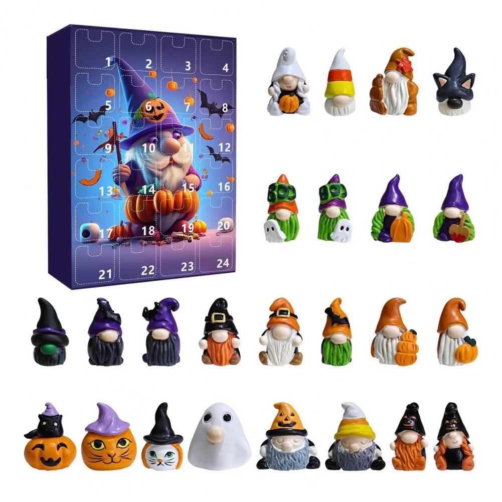Advent Calendar Halloween Theme Halloween Ornaments 2025 Halloween Advent Calendar with Gnome Dolls 24 Days Countdown for Kids