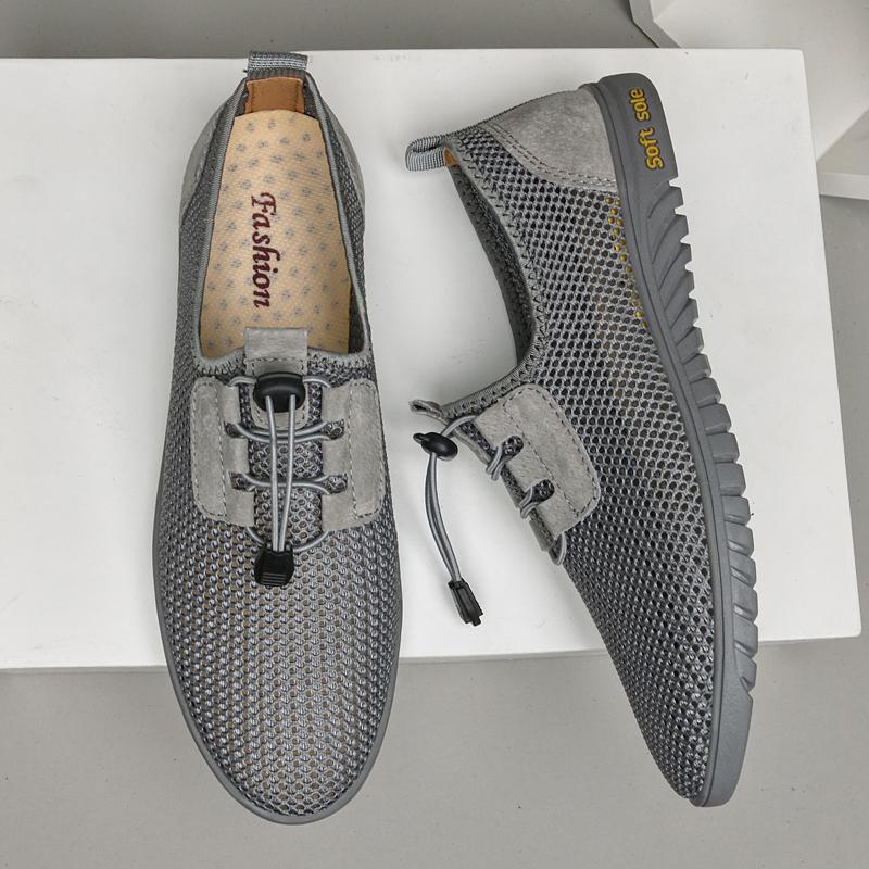 Mode Herren Casual Mesh Schuhe Bequeme Sommer Lauf-Sneakers Atmungsaktives Design Herren Slipper Robuste Sohle Outdoor Freizeitschuhe