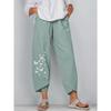 Pantaloni casual larghi in cotone e lino con elastico in vita, pantaloni da casa da donna