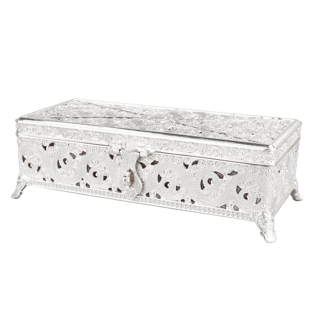 Vintage Schmuckdose aus Metall Weicher Samt Rostschutz Rechteckige Schmuckschatulle für Mädchen Frauen