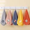 1Pc 25x50cm Coral Fleece Soft Embroidered Highly Absorbent Bathroom Children Hanging Face Hand Towel